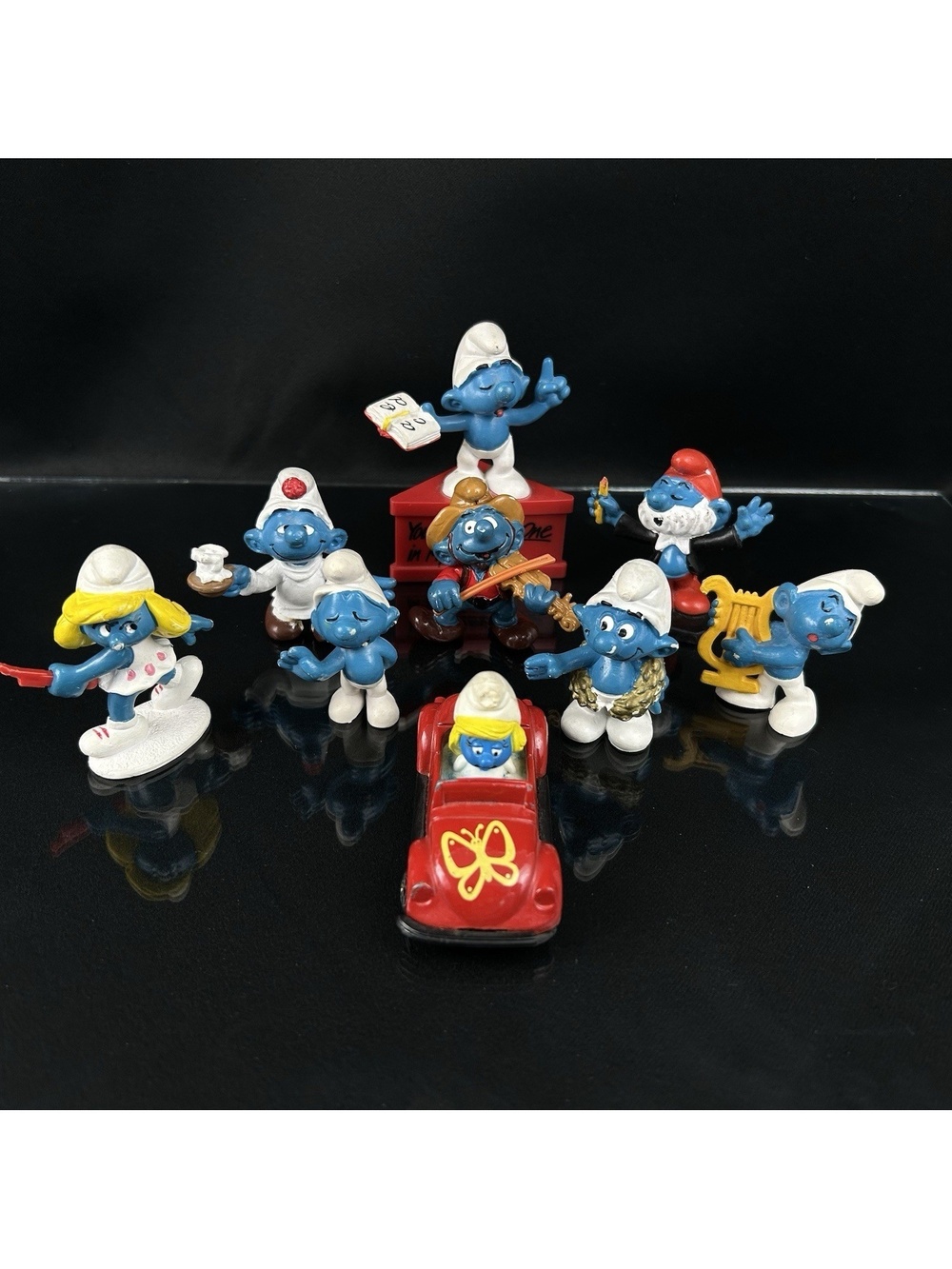 Vintage Smurf Figures Lot PVC Peyo Schleich Papa Champion Harp More